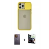 MARSİLYAN™- iPhone 12 Pro Max Kılıf Vadi Çizgi - Şeffaf Temperli Cam Ekran Koruyucu + Neon Fosforlu Kamera Lens - SI
