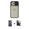 MARSİLYAN™- iPhone 12 Pro Max Kılıf Vadi Çizgi - Şeffaf Temperli Cam Ekran Koruyucu + Neon Fosforlu Kamera Lens - BZ
