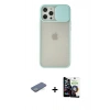 MARSİLYAN™- iPhone 12 Pro Max Kılıf Vadi Çizgi - Şeffaf Temperli Cam Ekran Koruyucu + Renkli Kamera Lens Koruma Cam - YL
