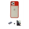 MARSİLYAN™- iPhone 12 Pro Max Kılıf Vadi Çizgi - Şeffaf Temperli Cam Ekran Koruyucu + Renkli Kamera Lens Koruma Cam - TU
