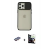 MARSİLYAN™- iPhone 12 Pro Max Kılıf Vadi Çizgi - Şeffaf Temperli Cam Ekran Koruyucu + Renkli Kamera Lens Koruma Cam - TU
