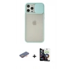 MARSİLYAN™- iPhone 12 Pro Max Kılıf Vadi Çizgi - Şeffaf Temperli Cam Ekran Koruyucu + Renkli Kamera Lens Koruma Cam - TU