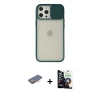 MARSİLYAN™- iPhone 12 Pro Max Kılıf Vadi Çizgi - Şeffaf Temperli Cam Ekran Koruyucu + Renkli Kamera Lens Koruma Cam - TU