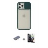 MARSİLYAN™- iPhone 12 Pro Max Kılıf Vadi Çizgi - Şeffaf Temperli Cam Ekran Koruyucu + Renkli Kamera Lens Koruma Cam - SI