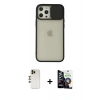 MARSİLYAN™- iPhone 12 Pro Max Kılıf Vadi Çizgi - Şeffaf Temperli Cam Ekran Koruyucu + Shine Kamera Lens - GD