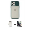 MARSİLYAN™- iPhone 12 Pro Max Kılıf Vadi Çizgi - Şeffaf Temperli Cam Ekran Koruyucu + Shine Kamera Lens - GD