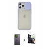 MARSİLYAN™- iPhone 12 Pro Max Kılıf Vadi Çizgi - Şeffaf Temperli Cam Ekran Koruyucu + Neon Fosforlu Kamera Lens - YL
