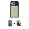 MARSİLYAN™- iPhone 12 Pro Max Kılıf Vadi Çizgi - Şeffaf Temperli Cam Ekran Koruyucu + Neon Fosforlu Kamera Lens - YL