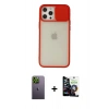 MARSİLYAN™- iPhone 12 Pro Max Kılıf Vadi Çizgi - Şeffaf Temperli Cam Ekran Koruyucu + Neon Fosforlu Kamera Lens - YL