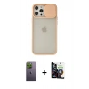 MARSİLYAN™- iPhone 12 Pro Max Kılıf Vadi Çizgi - Şeffaf Temperli Cam Ekran Koruyucu + Neon Fosforlu Kamera Lens - YL