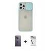 MARSİLYAN™- iPhone 12 Pro Max Kılıf Vadi Çizgi - Şeffaf Uv Polymer Nano Ekran Koruyucu + Beyaz Neon Fosforlu Kamera Lens