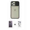 MARSİLYAN™- iPhone 12 Pro Max Kılıf Vadi Çizgi - Şeffaf Uv Polymer Nano Ekran Koruyucu + Beyaz Neon Fosforlu Kamera Lens