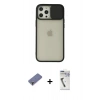 MARSİLYAN™- iPhone 12 Pro Max Kılıf Vadi Çizgi - Şeffaf Uv Polymer Nano Ekran Koruyucu + Metal Kamera Lens Koruma Cam - GD