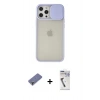 MARSİLYAN™- iPhone 12 Pro Max Kılıf Vadi Çizgi - Şeffaf Uv Polymer Nano Ekran Koruyucu + Metal Kamera Lens Koruma Cam - GD