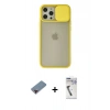 MARSİLYAN™- iPhone 12 Pro Max Kılıf Vadi Çizgi - Şeffaf Uv Polymer Nano Ekran Koruyucu + Metal Kamera Lens Koruma Cam - KI
