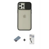 MARSİLYAN™- iPhone 12 Pro Max Kılıf Vadi Çizgi - Şeffaf Uv Polymer Nano Ekran Koruyucu + Metal Kamera Lens Koruma Cam - KI