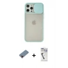MARSİLYAN™- iPhone 12 Pro Max Kılıf Vadi Çizgi - Şeffaf Uv Polymer Nano Ekran Koruyucu + Metal Kamera Lens Koruma Cam - KI