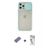 MARSİLYAN™- iPhone 12 Pro Max Kılıf Vadi Çizgi - Şeffaf Uv Polymer Nano Ekran Koruyucu + Metal Kamera Lens Koruma Cam - GD