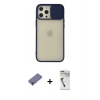 MARSİLYAN™- iPhone 12 Pro Max Kılıf Vadi Çizgi - Şeffaf Uv Polymer Nano Ekran Koruyucu + Metal Kamera Lens Koruma Cam - GD