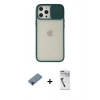 MARSİLYAN™- iPhone 12 Pro Max Kılıf Vadi Çizgi - Şeffaf Uv Polymer Nano Ekran Koruyucu + Metal Kamera Lens Koruma Cam - KI