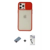 MARSİLYAN™- iPhone 12 Pro Max Kılıf Vadi Çizgi - Şeffaf Uv Polymer Nano Ekran Koruyucu + Metal Kamera Lens Koruma Cam - KI