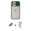 MARSİLYAN™- iPhone 12 Pro Max Kılıf Vadi Çizgi - Şeffaf Uv Polymer Nano Ekran Koruyucu + Metal Kamera Lens Koruma Cam - GD