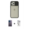 MARSİLYAN™- iPhone 12 Pro Max Kılıf Vadi Çizgi - Şeffaf Uv Polymer Nano Ekran Koruyucu + Neon Fosforlu Kamera Lens - MI