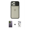 MARSİLYAN™- iPhone 12 Pro Max Kılıf Vadi Çizgi - Şeffaf Uv Polymer Nano Ekran Koruyucu + Neon Fosforlu Kamera Lens - YL