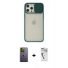 MARSİLYAN™- iPhone 12 Pro Max Kılıf Vadi Çizgi - Şeffaf Uv Polymer Nano Ekran Koruyucu + Neon Fosforlu Kamera Lens - YL