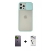 MARSİLYAN™- iPhone 12 Pro Max Kılıf Vadi Çizgi - Şeffaf Uv Polymer Nano Ekran Koruyucu + Neon Fosforlu Kamera Lens - YL