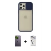 MARSİLYAN™- iPhone 12 Pro Max Kılıf Vadi Çizgi - Şeffaf Uv Polymer Nano Ekran Koruyucu + Neon Fosforlu Kamera Lens - YL