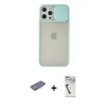 MARSİLYAN™- iPhone 12 Pro Max Kılıf Vadi Çizgi - Şeffaf Uv Polymer Nano Ekran Koruyucu + Renkli Kamera Lens Koruma Cam - PE