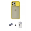 MARSİLYAN™- iPhone 12 Pro Max Kılıf Vadi Çizgi - Şeffaf Uv Polymer Nano Ekran Koruyucu + Renkli Kamera Lens Koruma Cam - TU