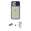 MARSİLYAN™- iPhone 12 Pro Max Kılıf Vadi Çizgi - Şeffaf Uv Polymer Nano Ekran Koruyucu + Renkli Kamera Lens Koruma Cam - TU