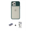 MARSİLYAN™- iPhone 12 Pro Max Kılıf Vadi Çizgi - Şeffaf Uv Polymer Nano Ekran Koruyucu + Renkli Kamera Lens Koruma Cam - TU