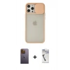 MARSİLYAN™- iPhone 12 Pro Max Kılıf Vadi Çizgi - Şeffaf Uv Polymer Nano Ekran Koruyucu + Neon Fosforlu Kamera Lens - SI