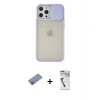 MARSİLYAN™- iPhone 12 Pro Max Kılıf Vadi Çizgi - Şeffaf Uv Polymer Nano Ekran Koruyucu + Shine Kamera Lens Koruma Cam - PE