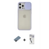 MARSİLYAN™- iPhone 12 Pro Max Kılıf Vadi Çizgi - Şeffaf Uv Polymer Nano Ekran Koruyucu + Shine Kamera Lens Koruma Cam - SH