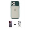 MARSİLYAN™- iPhone 12 Pro Max Kılıf Vadi Çizgi - Şeffaf Uv Polymer Nano Ekran Koruyucu + Turuncu Neon Fosforlu Kamera Lens