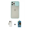 MARSİLYAN™- iPhone 12 Pro Max Kılıf Vadi Çizgi - Siyah 18D Cam Ekran Koruyucu + Shine Kamera Lens - GD