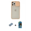MARSİLYAN™- iPhone 12 Pro Max Kılıf Vadi Çizgi - Siyah 18D Cam Ekran Koruyucu + Shine Kamera Lens Koruma Cam - GS