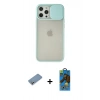 MARSİLYAN™- iPhone 12 Pro Max Kılıf Vadi Çizgi - Siyah 18D Cam Ekran Koruyucu + Shine Kamera Lens Koruma Cam - GS