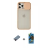 MARSİLYAN™- iPhone 12 Pro Max Kılıf Vadi Çizgi - Siyah 18D Cam Ekran Koruyucu + Metal Kamera Lens Koruma Cam - KI