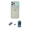 MARSİLYAN™- iPhone 12 Pro Max Kılıf Vadi Çizgi - Siyah 18D Cam Ekran Koruyucu + Metal Kamera Lens Koruma Cam - GD