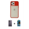 MARSİLYAN™- iPhone 12 Pro Max Kılıf Vadi Çizgi - Siyah 18D Cam Ekran Koruyucu + Neon Fosforlu Kamera Lens - BZ