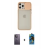 MARSİLYAN™- iPhone 12 Pro Max Kılıf Vadi Çizgi - Siyah 18D Cam Ekran Koruyucu + Neon Fosforlu Kamera Lens - BZ