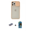 MARSİLYAN™- iPhone 12 Pro Max Kılıf Vadi Çizgi - Siyah 18D Cam Ekran Koruyucu + Renkli Kamera Lens Koruma Cam - TU