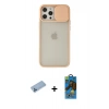 MARSİLYAN™- iPhone 12 Pro Max Kılıf Vadi Çizgi - Siyah 18D Cam Ekran Koruyucu + Shine Kamera Lens Koruma Cam - MI