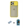 MARSİLYAN™- iPhone 12 Pro Max Kılıf Vadi Çizgi - Siyah 18D Cam Ekran Koruyucu + Shine Kamera Lens Koruma Cam - MI