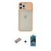 MARSİLYAN™- iPhone 12 Pro Max Kılıf Vadi Çizgi - Siyah 18D Cam Ekran Koruyucu + Shine Kamera Lens Koruma Cam - SABE